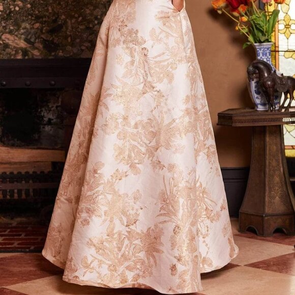 NWT Jovani 23178SC Mother of the Bride Floral Printed Sleeve Gold Size 14 - Picture 6 of 11